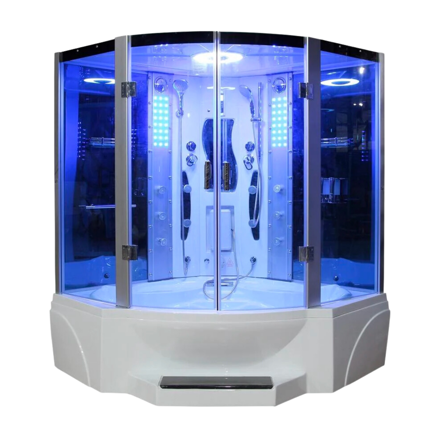 Mesa WS-608P Steam Shower Tub Combo - 63" x 63" x 85" Blue Glass