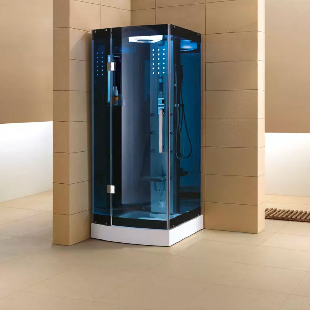Mesa WS-301A Steam Shower - blue glass - Mesa Steam Showers
